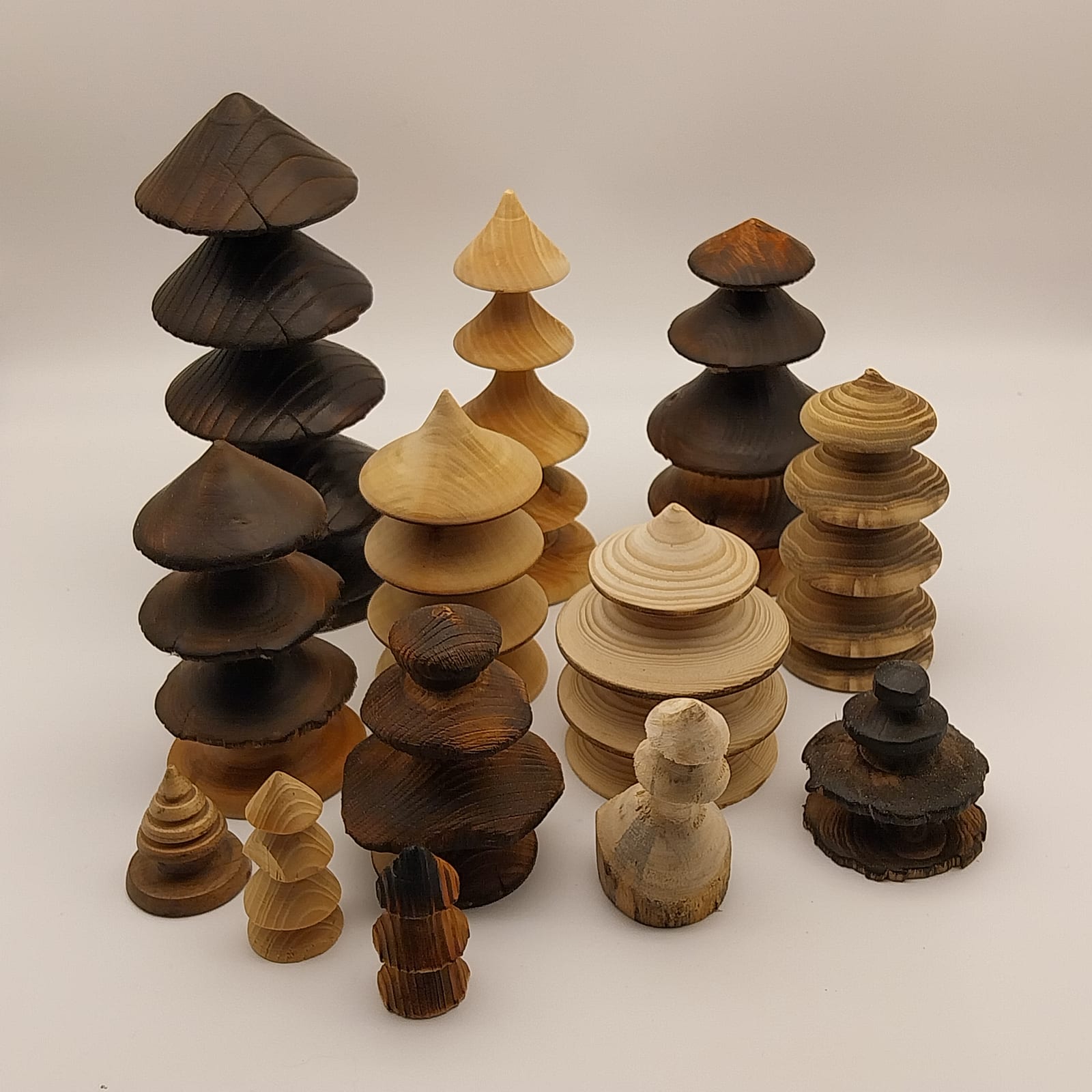 DENDROI — varie in legno tornito a mano, legni vari